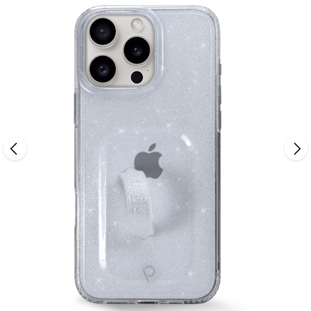 Clear Sparkle Silver iPhone 15 Pro Max Loopy Case